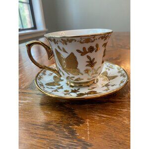 Vintage Gold Butterfly Bone China Elegant Tea Cup & Saucer Set